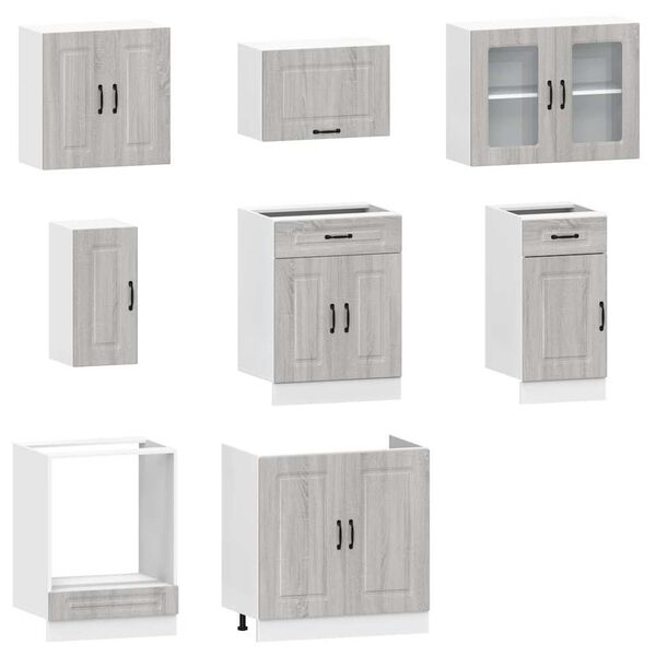 vidaXL Mueble cocina Kalmar sonoma gris 8 pzas madera contrachapada
