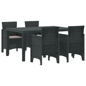 vidaXL Conjunto de Comedor de Jard&iacute;n 5 pcs Antracita Ratan Polt