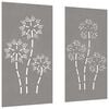 vidaXL Adorno pared jard&iacute;n 2 uds acero corten dise&ntilde;o flores 105x55 cm