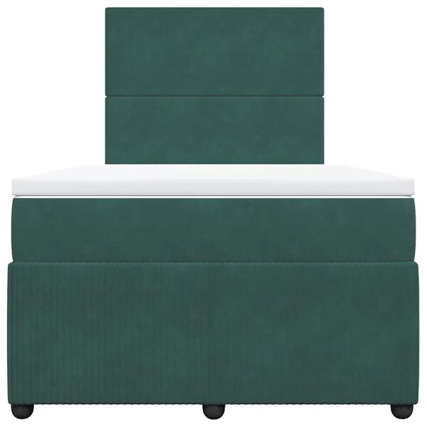 vidaXL Cama box spring con colch&oacute;n terciopelo verde oscuro 120x200 cm