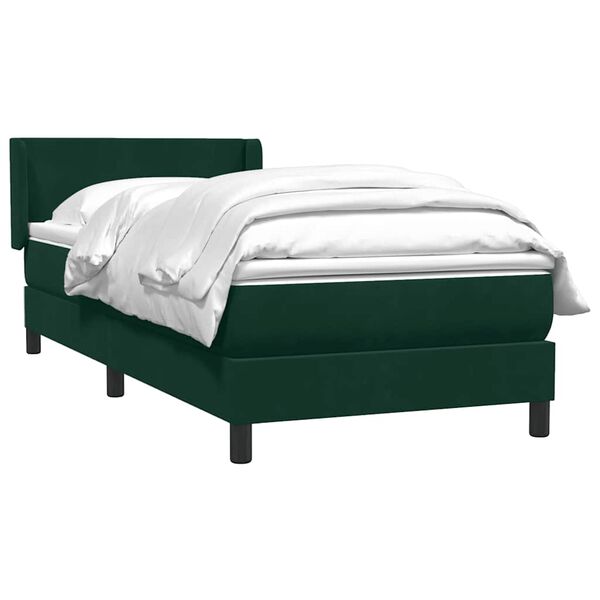 vidaXL Cama box spring con colch&oacute;n terciopelo verde oscuro 100x220 cm