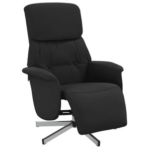 vidaXL Sill&oacute;n reclinable con reposapi&eacute;s tela negra