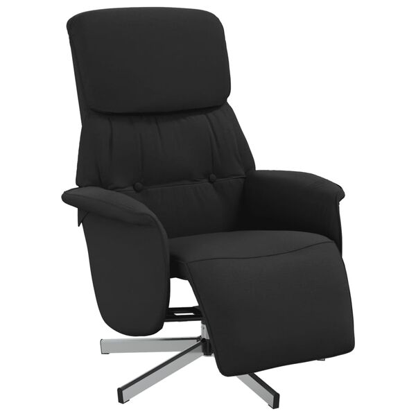 vidaXL Sill&oacute;n reclinable con reposapi&eacute;s tela negra