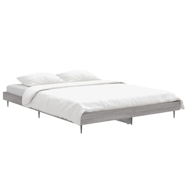 vidaXL Estructura de cama madera de ingenier&iacute;a gris Sonoma 140x190 cm
