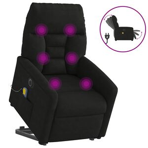 vidaXL Sill&oacute;n masaje el&eacute;ctrico reclinable elevable tela negro