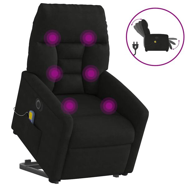 vidaXL Sill&oacute;n masaje el&eacute;ctrico reclinable elevable tela negro