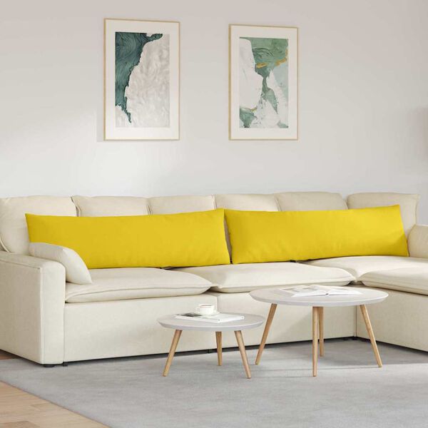 vidaXL Cojines de sof&aacute; 2 pcs Amarillo Claro 145 x 40 cm tela