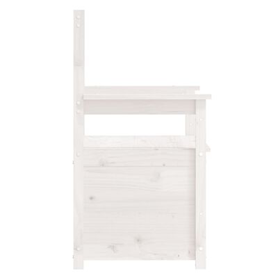 vidaXL Banco de madera maciza de pino blanco 112,5x51,5x96,5 cm