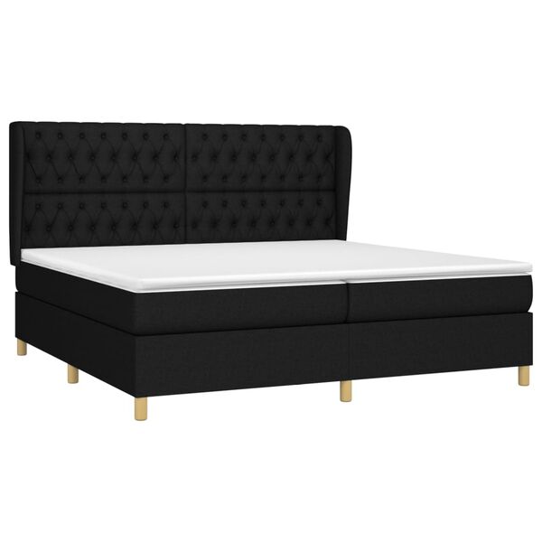 vidaXL Cama box spring con colch&oacute;n tela negro 200x200 cm