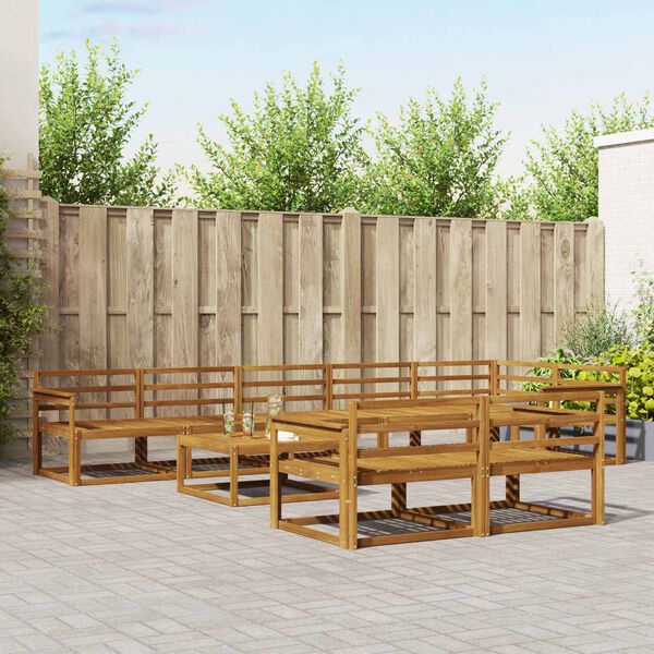 vidaXL Conjunto de sof&aacute;s de exterior 9 pcs Natural