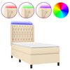 vidaXL Cama box spring colch&oacute;n y luces LED tela crema 80x200 cm