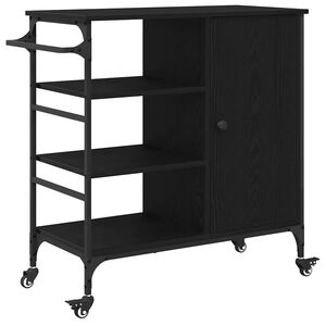 vidaXL Carro de Cocina Roble Negro 87.5 x 39 x 84.5 cm