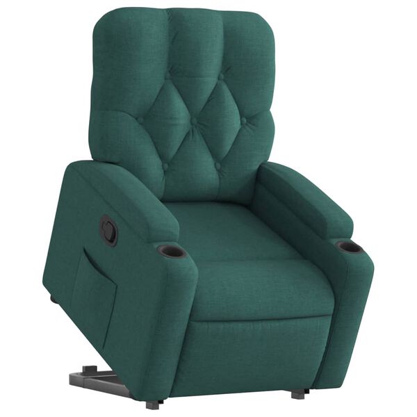 vidaXL Sillón reclinable elevable tela verde oscuro