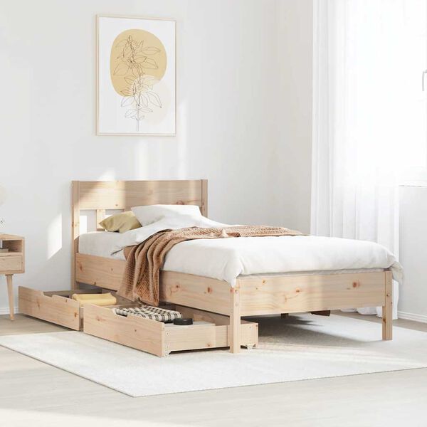 vidaXL Estructura de cama sin colch&oacute;n madera maciza de pino 90x190 cm
