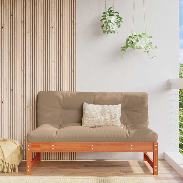 vidaXL Sof&aacute; Medio de Jard&iacute;n Pino macizo Marr&oacute;n Cera 120 x 84 x 70 cm