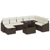 vidaXL Conjunto de sof&aacute; de jard&iacute;n con coj&iacute;n 9 pcs Marr&oacute;n Polirat&aacute;n