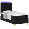 vidaXL Cama Box Spring LED con colch&oacute;n Negro 100 x 200 cm tela