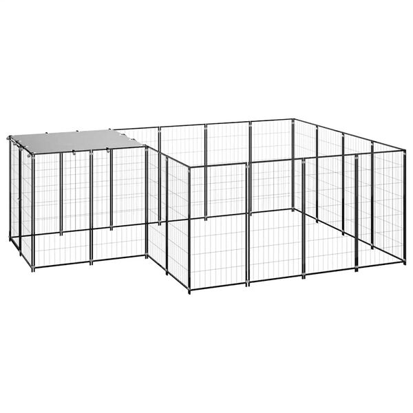 vidaXL Perrera negra 6,05 m² acero