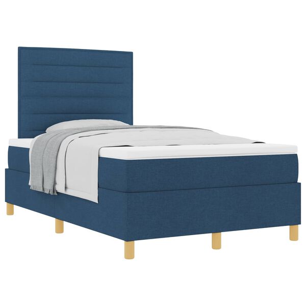 vidaXL Cama tipo Box Spring con colch&oacute;n Azul 120 x 190 cm tela