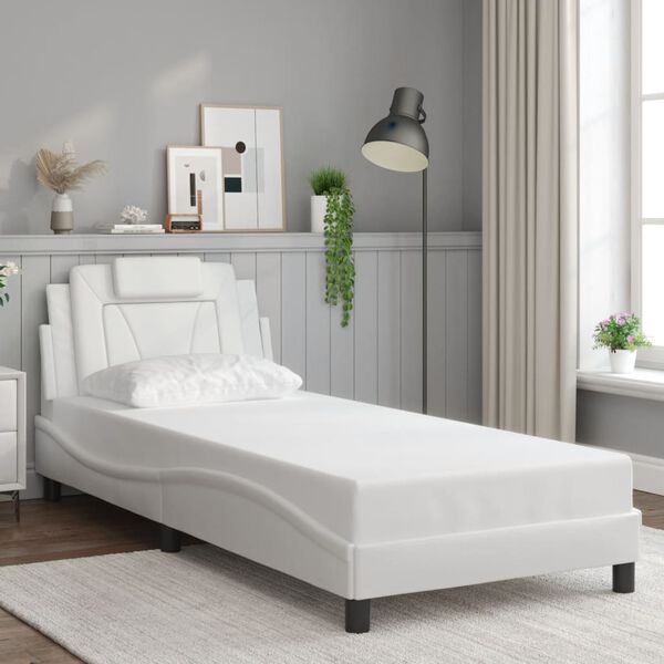 vidaXL Estructura de cama Viana con LED sin colch&oacute;n blanco 80x200 cm