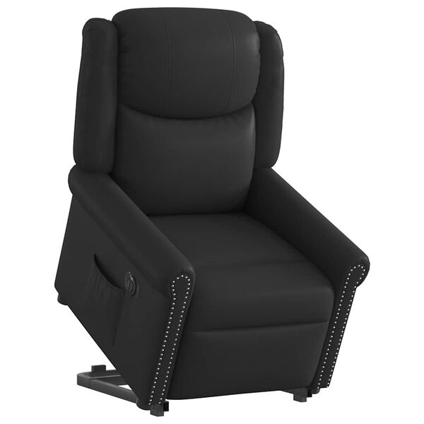 vidaXL Sillón reclinable eléctrico pie cuero sintético negro brillante