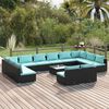 vidaXL Set de muebles de jardín 13 pzas cojines ratán sintético negro