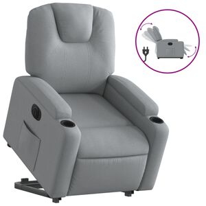 vidaXL Sill&oacute;n el&eacute;ctrico reclinable elevable de tela gris claro