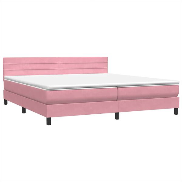 vidaXL Cama box spring con colch&oacute;n terciopelo rosa 180x220 cm