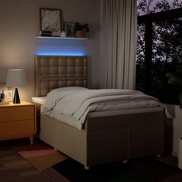 vidaXL Cama box spring con colch&oacute;n tela color crema 120x190 cm