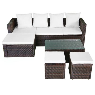 vidaXL Set muebles de jardín 4 piezas y cojines ratán sintético marrón