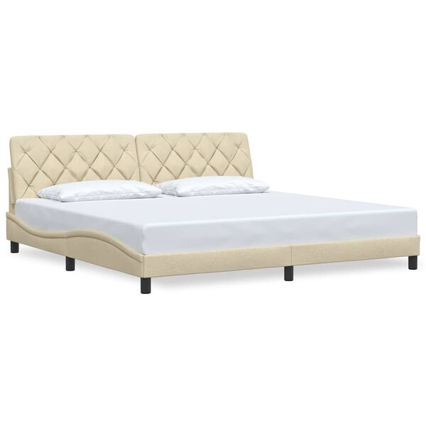 vidaXL Estructura de cama sin colch&oacute;n tela color crema 200x200 cm