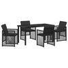 vidaXL Conjunto de Comedor de Jard&iacute;n 5 uds. Negro rat&aacute;n sint&eacute;tico
