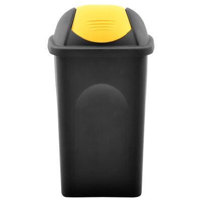vidaXL Cubo de basura con tapa oscilante 60 L negro y amarillo