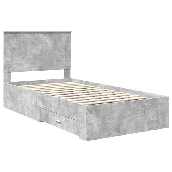 vidaXL Estructura de cama con cabecera Gris Concreto 100 x 200 cm