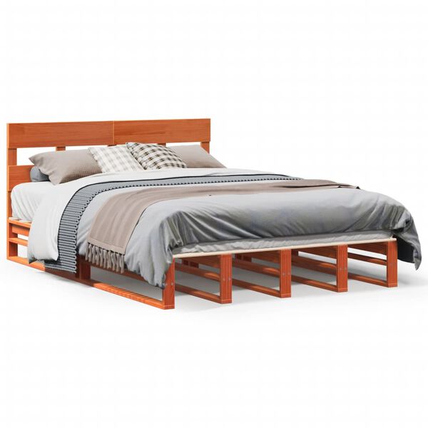 vidaXL Estructura de cama sin colch&oacute;n madera maciza marr&oacute;n 120x190 cm