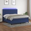 vidaXL Cama box spring colch&oacute;n y luces LED tela azul 160x200 cm
