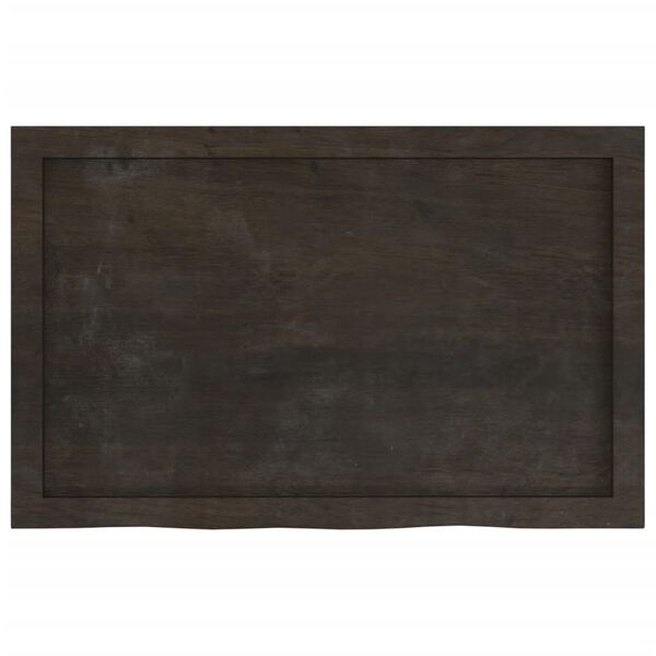 vidaXL Encimera ba&ntilde;o madera maciza tratada marr&oacute;n oscuro 80x50x(2-6)cm