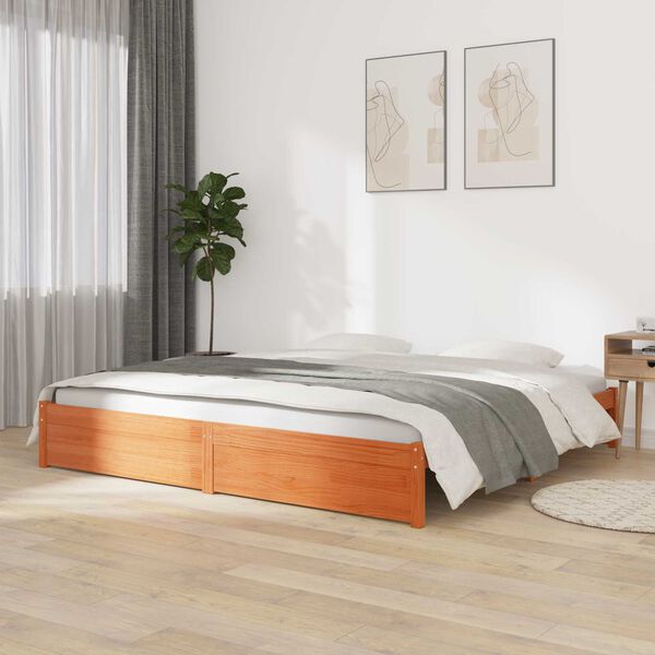 vidaXL Estructura de cama Marr&oacute;n cera 140 x 200 cm