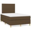 vidaXL Cama box spring con colch&oacute;n y LED tela marr&oacute;n oscuro 120x190 cm