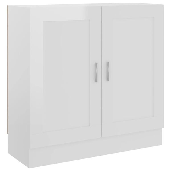 vidaXL Armario de libros contrachapada blanco brillo 82,5x30,5x80 cm