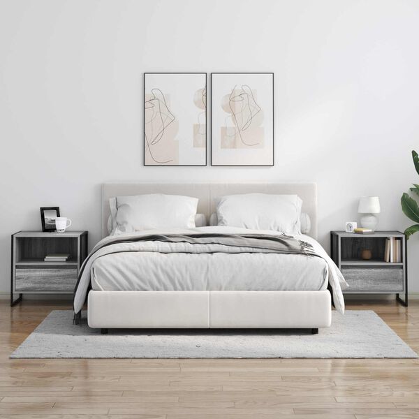 vidaXL Mesa de Noche con caj&oacute;n Gris Sonoma 50 x 39,5 x 50 cm