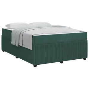 vidaXL Estructura de cama con colch&oacute;n Verde oscuro 140 x 200 cm tela