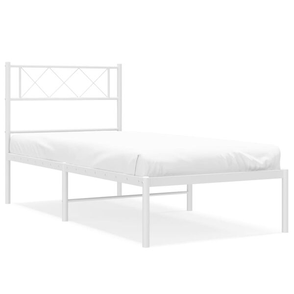 vidaXL Estructura cama sin colch&oacute;n con cabecero metal blanco 80x200 cm
