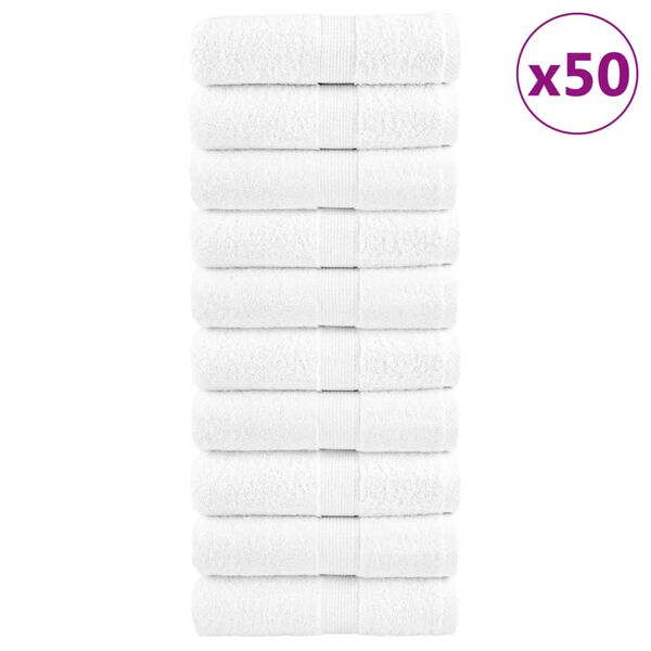 vidaXL Toallas de mano premium SOLUND 50 uds blancas 30x30 cm 600 g/m²