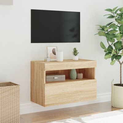 vidaXL Mueble de TV de pared con luces LED roble Sonoma 60x30x40 cm