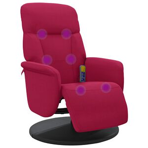 vidaXL Sill&oacute;n reclinable masaje con reposapi&eacute;s terciopelo rojo tinto
