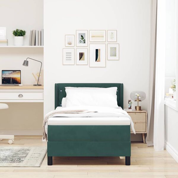 vidaXL Cama tipo Box Spring Verde oscuro 190 x 90 cm Terciopelo