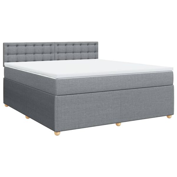 vidaXL Cama box spring con colch&oacute;n tela gris claro 180x200 cm