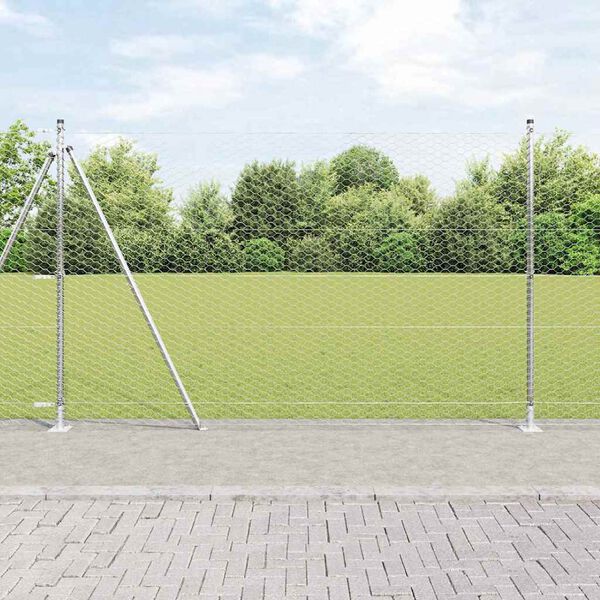 vidaXL Poste de Valla Plateado 25 x 1,5 m (malla de 36 mm) Acero