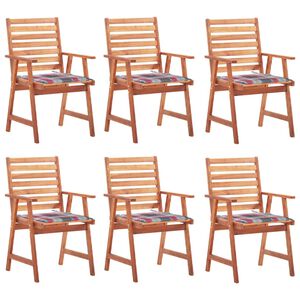 vidaXL Sillas comedor de jard&iacute;n y cojines 6 uds madera maciza acacia